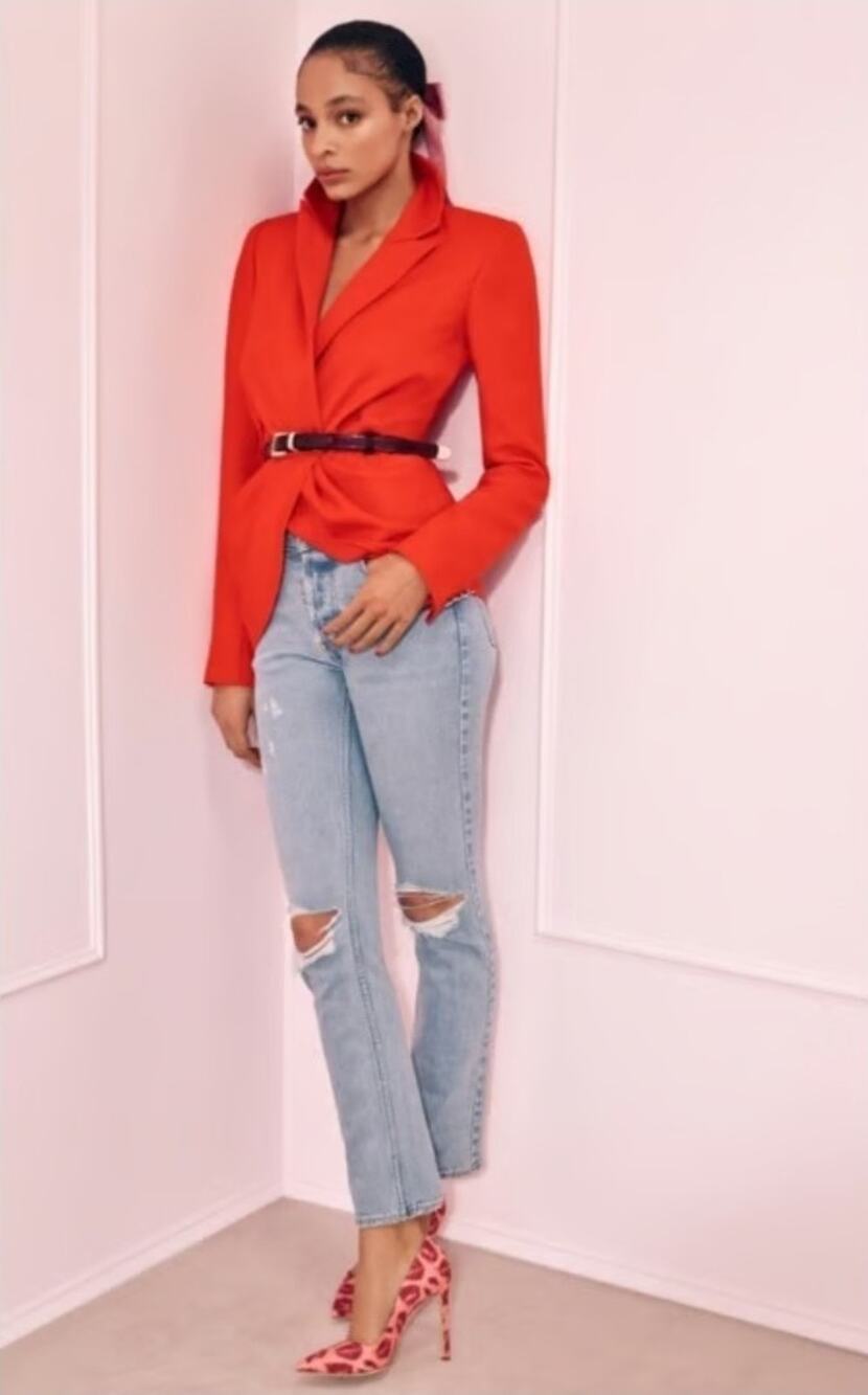 $2500 Brandon Maxwell Poppy Red Pleated Cady Peplum Wool Blazer Jacket Size 6